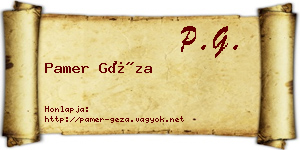 Pamer Géza névjegykártya